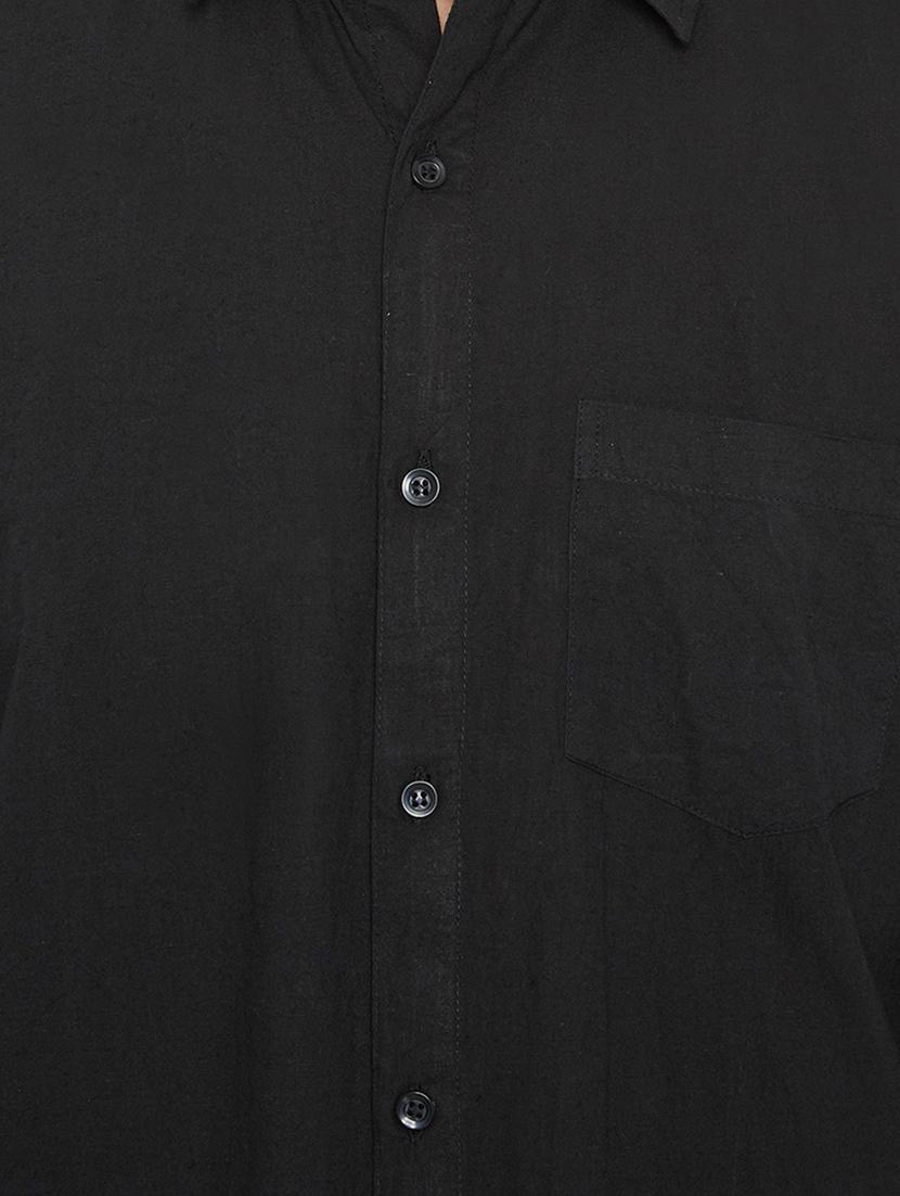 black cotton casual shirt - 15414006 - Zoom Image - 4