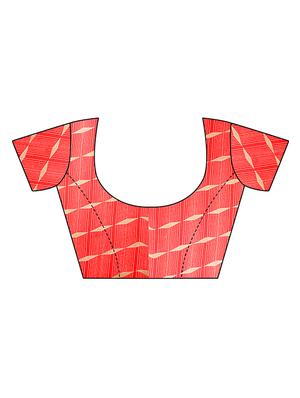 Contrast bordered printed saree with blouse - 15414355 - Standard Image - 4