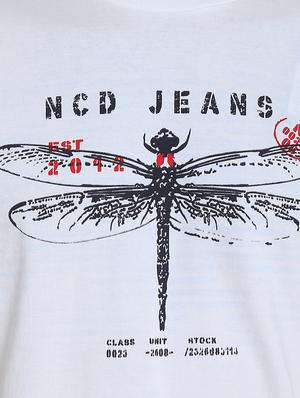 white cotton chest print t-shirt - 15414700 - Standard Image - 4
