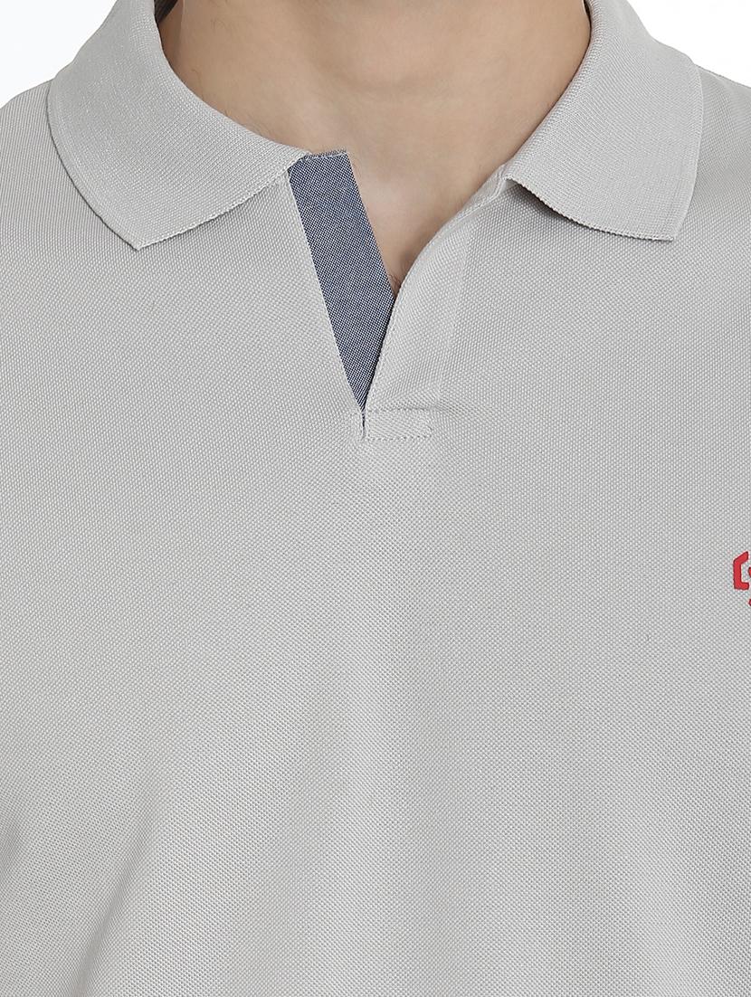 grey cotton polo t-shirt - 15414720 - Zoom Image - 4