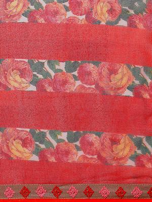 Floral printed saree with blouse - 15414835 - Standard Image - 4