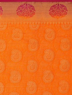 Golden paisley zari kanjivaram saree with blouse - 15415213 - Standard Image - 4