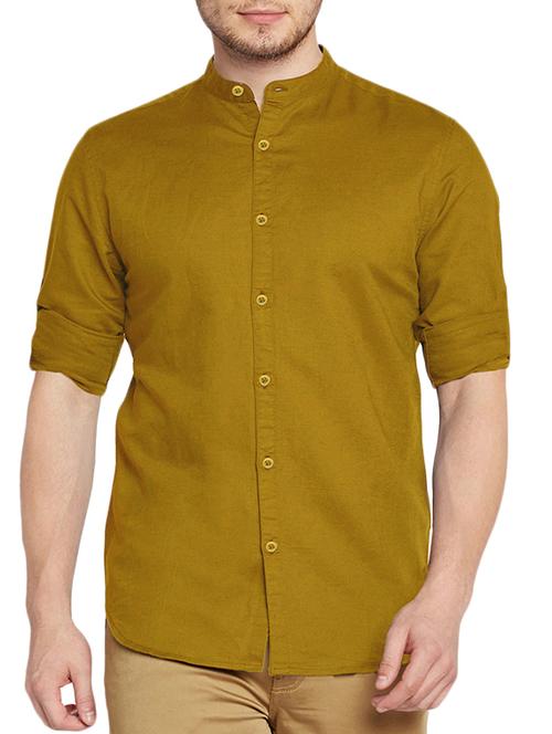 yellow cotton casual shirt - 15415894 - Standard Image - 1