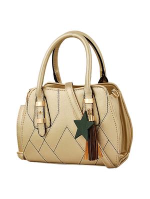 gold leatherette (pu) regular handbag - 15415912 - Standard Image - 4