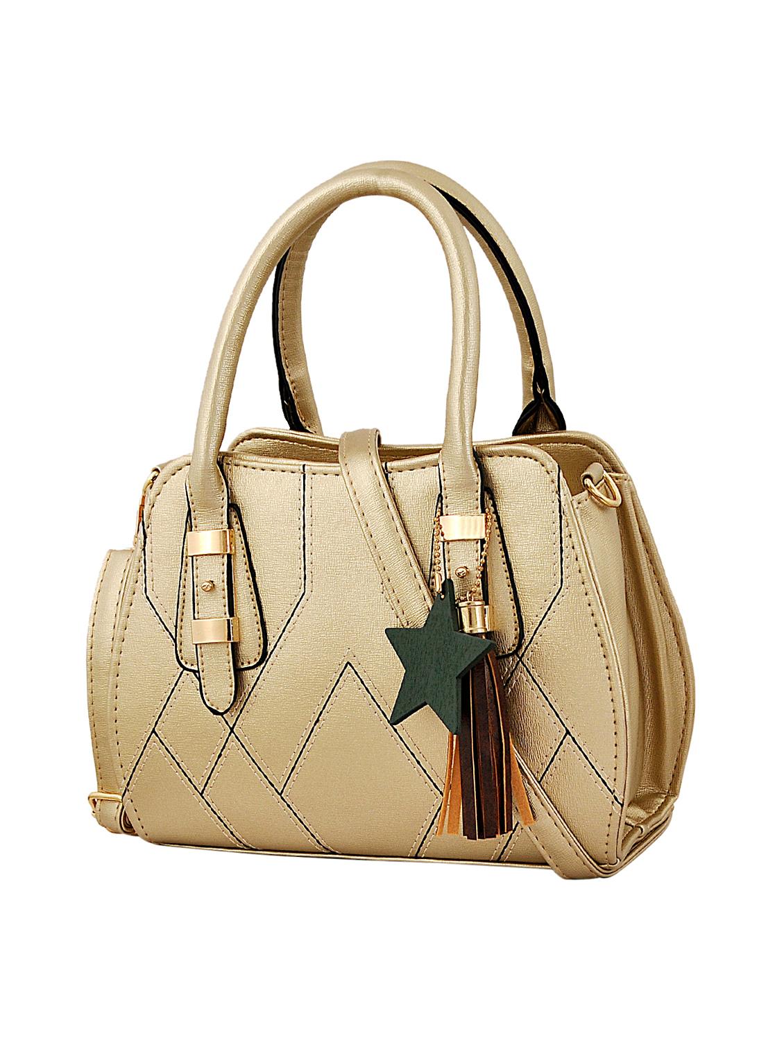 gold leatherette (pu) regular handbag - 15415912 - Zoom Image - 4