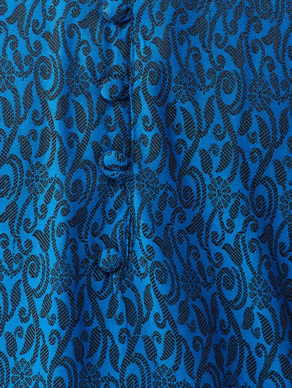 Blue silk blend kurta pyjama set - 15415931 - Zoom Image - 4