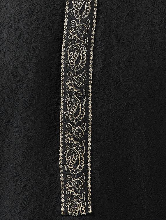 Black silk blend kurta pyjama set - 15415949 - Zoom Image - 4