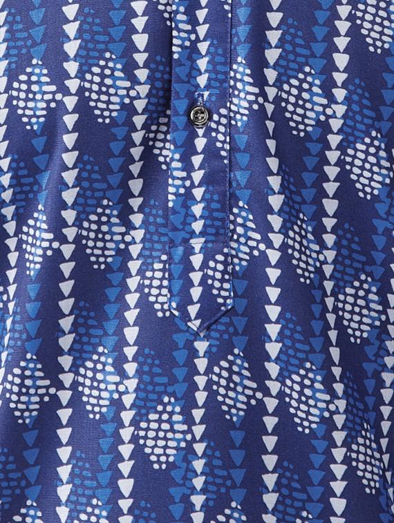 blue cotton kurta pyjama set - 15415955 - Zoom Image - 4