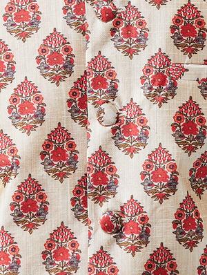 off white silk blend kurta pyjama set with nehru jacket - 15415960 - Standard Image - 4
