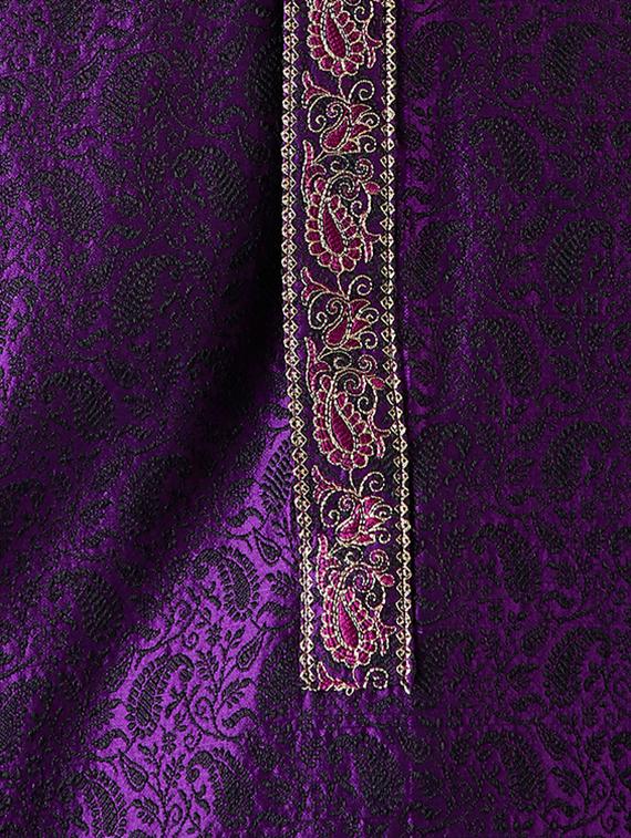 purple and gold silk blend dhoti kurta set - 15416034 - Zoom Image - 4
