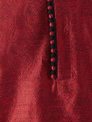 maroon and black silk blend dhoti kurta set - 15416041 - Standard Image - 4