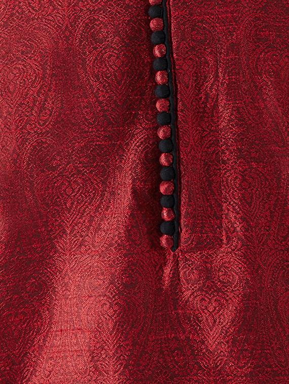 maroon and black silk blend dhoti kurta set - 15416041 - Zoom Image - 4