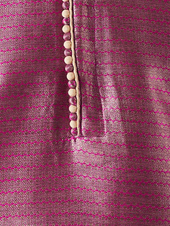 pink and gold silk blend dhoti kurta set - 15416047 - Zoom Image - 4