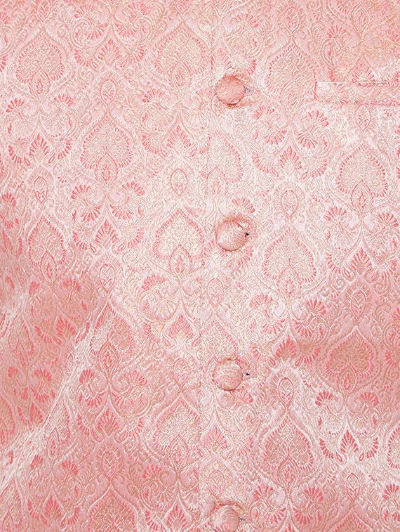 pink and off white silk blend kurta pyjama set - 15416081 - Zoom Image - 4