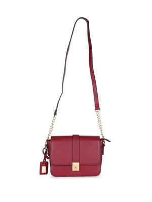 maroon leatherette (pu) regular sling bag - 15416111 - Standard Image - 4
