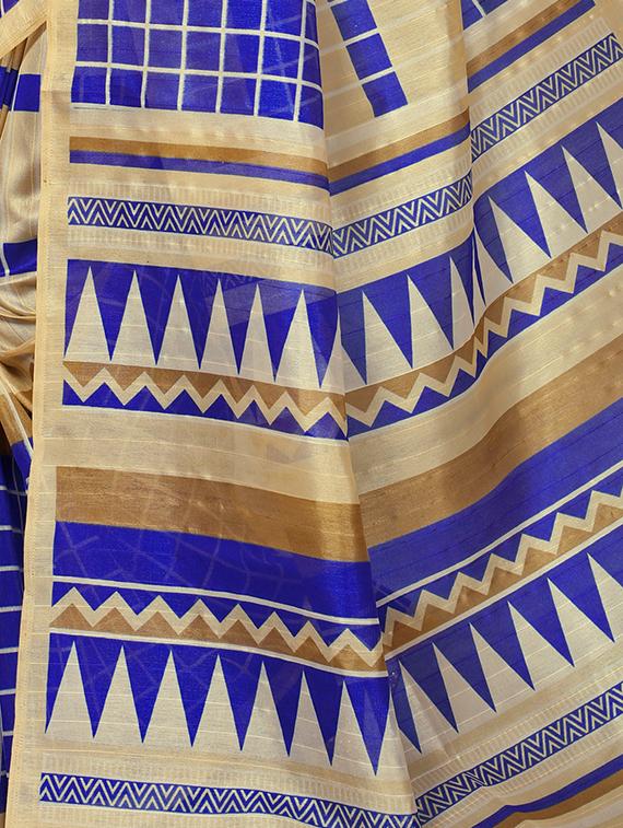 Checkered Bhagalpuri Saree with blouse - 15416453 - Zoom Image - 4