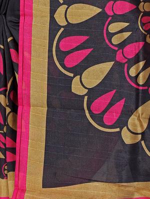 Contrast bordered bhagalpuri saree with blouse - 15416455 - Standard Image - 4