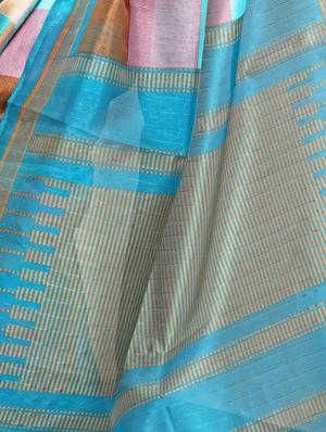 Geometrical Bhagalpuri Saree with blouse - 15416457 - Standard Image - 4