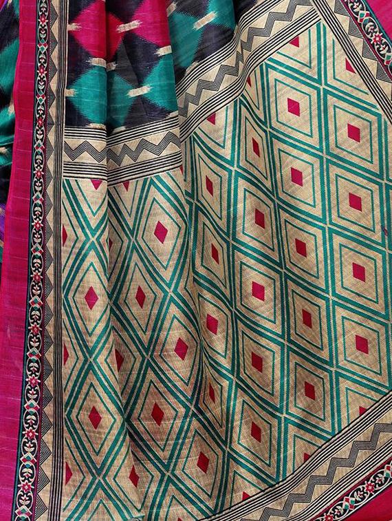 Geometrical Bhagalpuri Saree with blouse - 15416464 - Zoom Image - 4