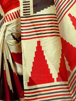 Temple bordered bhagalpuri saree with blouse - 15416468 - Standard Image - 4