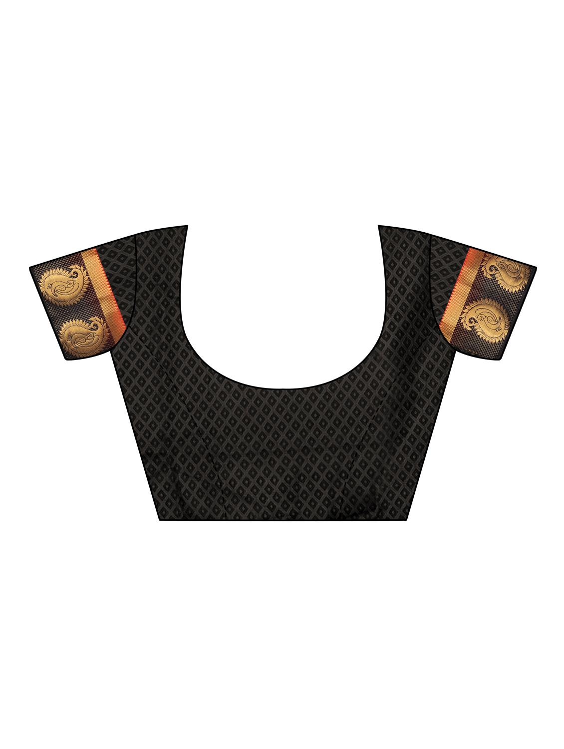 Zari bordered tussar silk saree with blouse - 15416582 - Zoom Image - 4