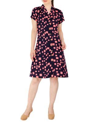 Geometric print button down shirt dress - 15416624 - Standard Image - 4