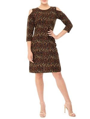 animal print cold shoulder dress - 15416628 - Standard Image - 4
