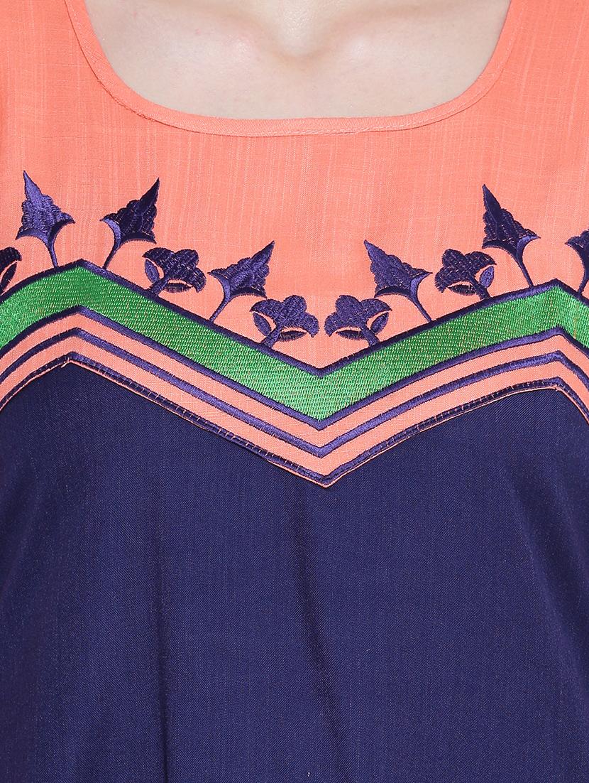 A-line embroidered Kurta - 15416716 - Zoom Image - 4