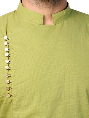 green solid long kurta - 15418088 - Standard Image - 4