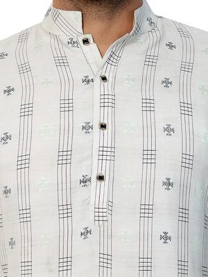 white silk blend long kurta - 15418089 - Standard Image - 4
