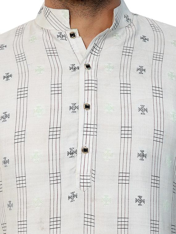 white silk blend long kurta - 15418089 - Zoom Image - 4