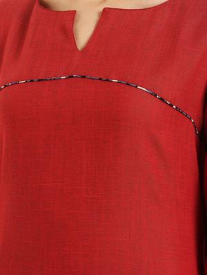 Asymmetric piping kurta - 15418424 - Standard Image - 4