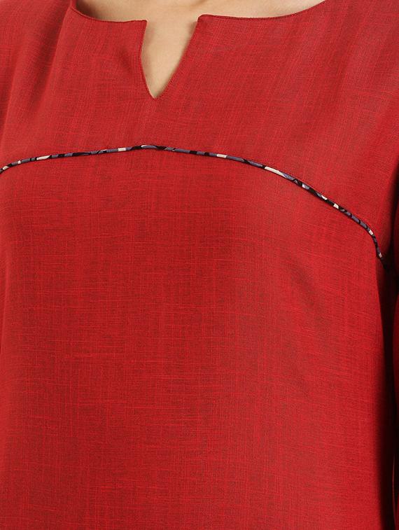 Asymmetric piping kurta - 15418424 - Zoom Image - 4