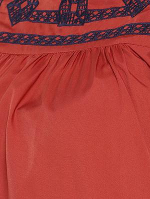 embroidered yoke mock neck top - 15418739 - Standard Image - 4