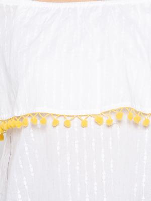 off shoulder pom-pom detail top - 15419205 - Standard Image - 4