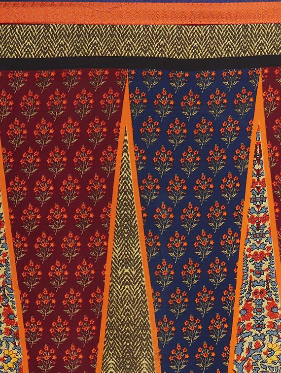 Temple printed saree with blouse - 15419475 - Zoom Image - 4