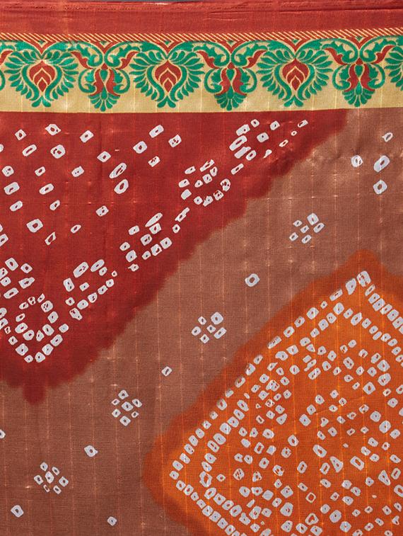 Contrast bordered bandhani saree with blouse - 15419482 - Zoom Image - 4
