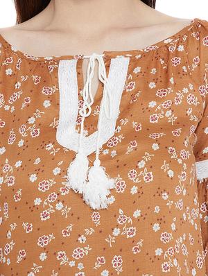 lace trim detail floral top - 15419510 - Standard Image - 4