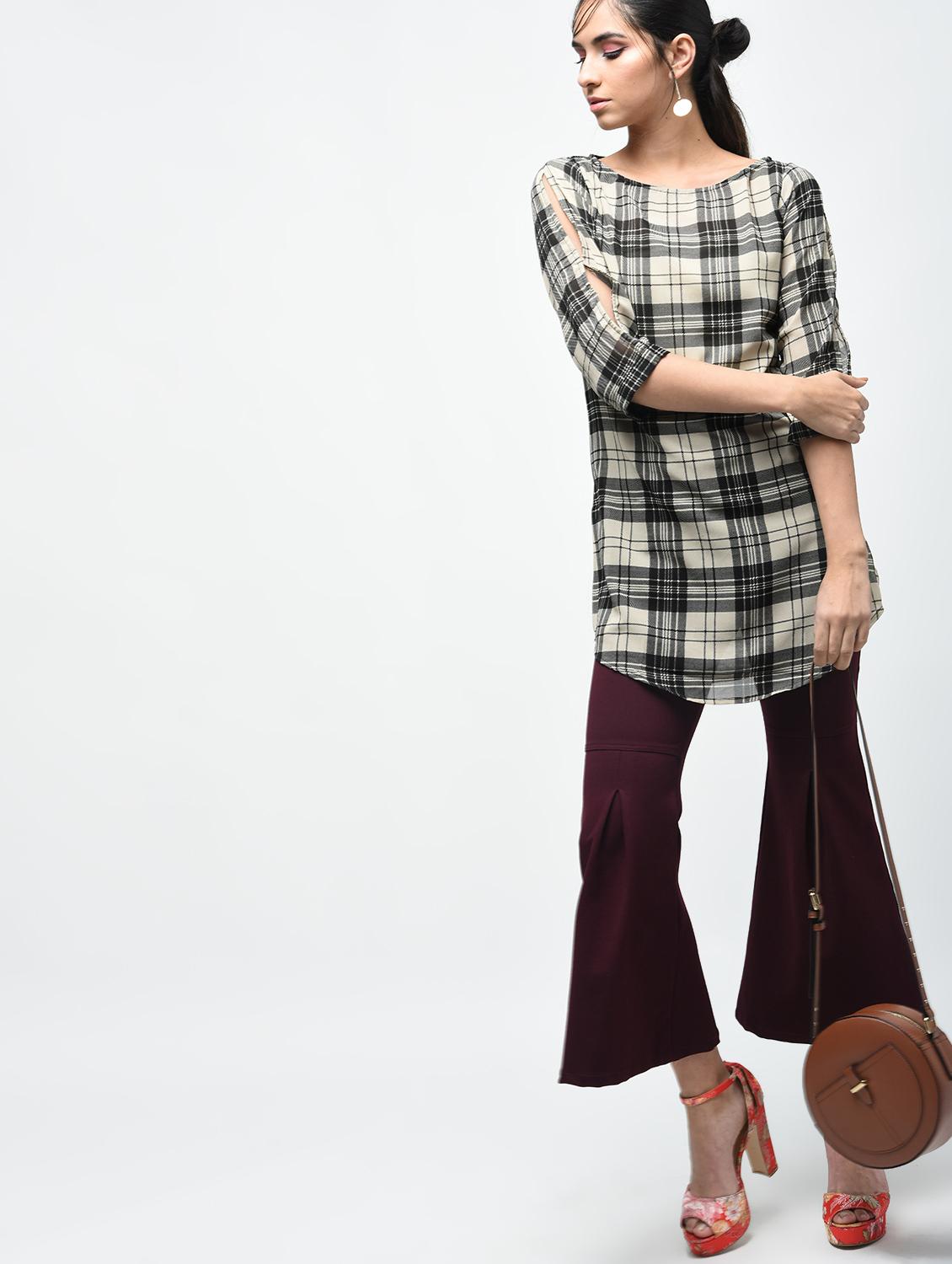 plaid boat neck tunic - 15419513 - Zoom Image - 4