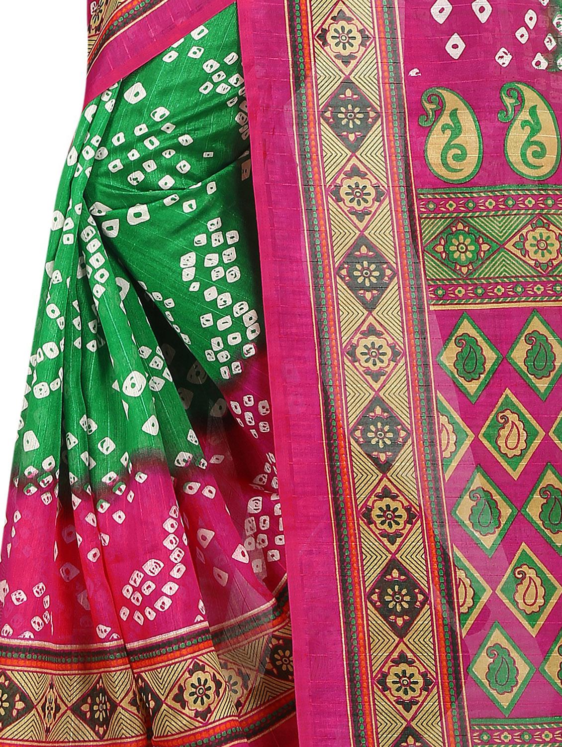 Contrast bordered bandhani saree with blouse - 15419894 - Zoom Image - 4