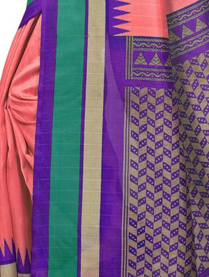 Temple bordered bhagalpuri saree with blouse - 15419896 - Standard Image - 4