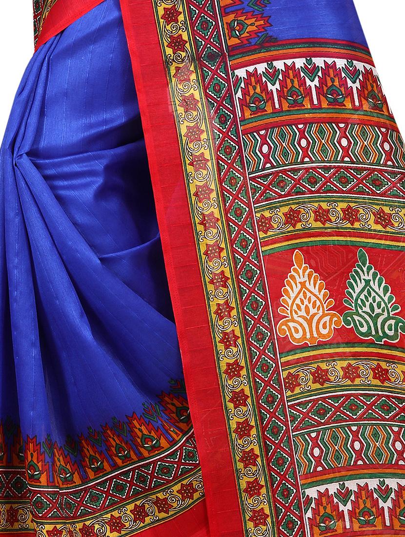 Contrast bordered bhagalpuri saree with blouse - 15419902 - Zoom Image - 4