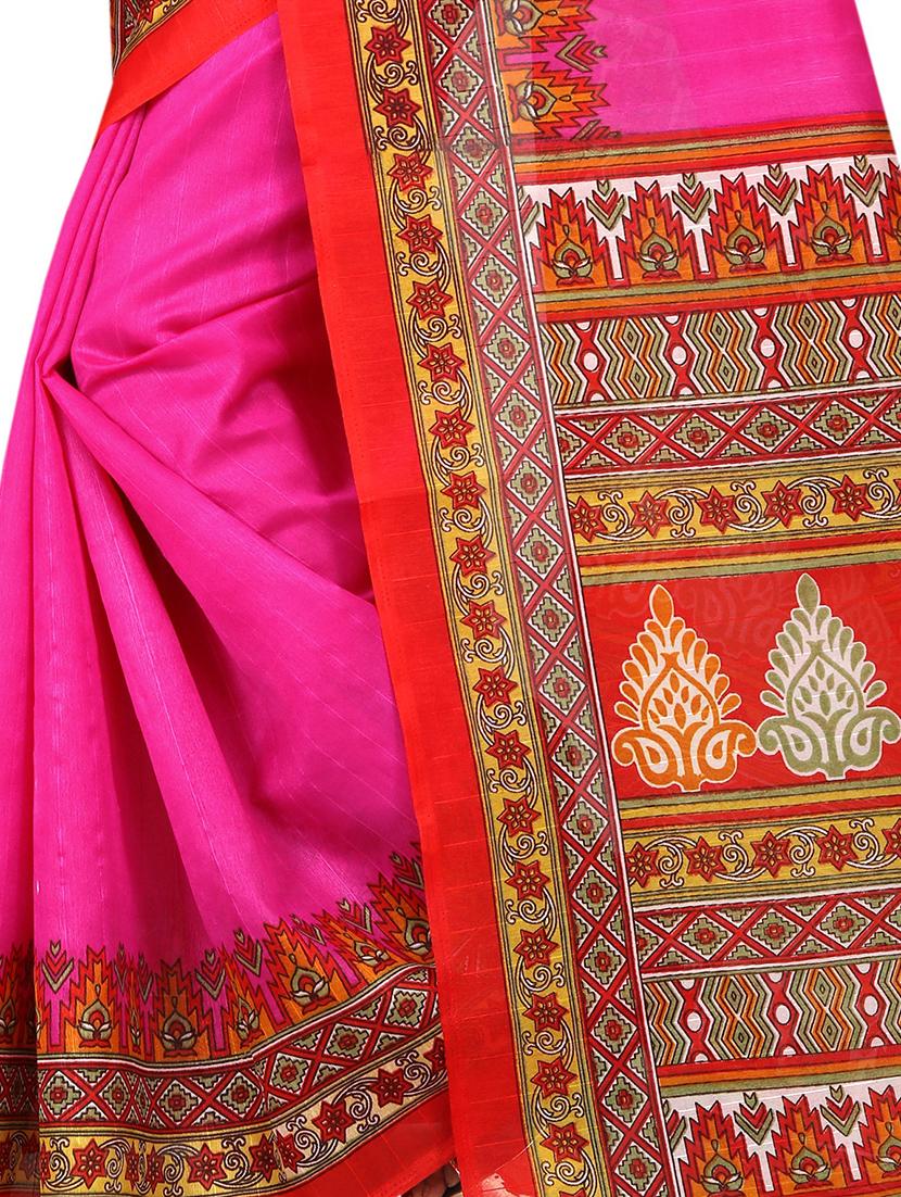 Contrast bordered bhagalpuri saree with blouse - 15419903 - Zoom Image - 4