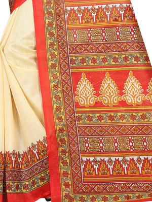 Contrast bordered bhagalpuri saree with blouse - 15419904 - Standard Image - 4