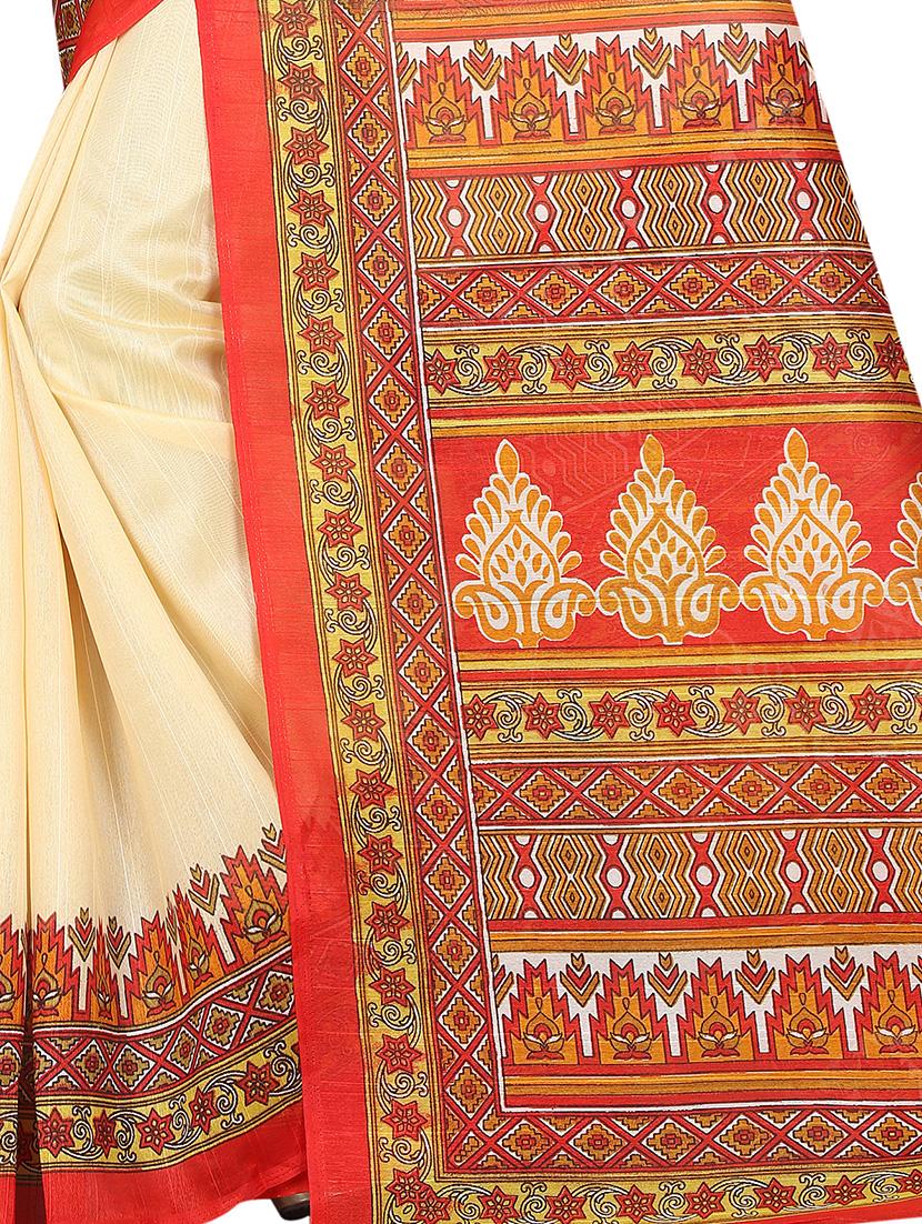 Contrast bordered bhagalpuri saree with blouse - 15419904 - Zoom Image - 4