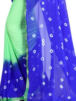 Dual tone bandhani saree with blouse - 15419946 - Standard Image - 4