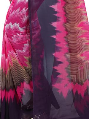 Geometrical printed saree with blouse - 15419967 - Standard Image - 4