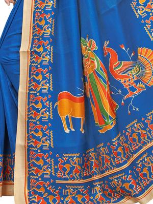 Conversational bordered saree with blouse - 15420166 - Standard Image - 4