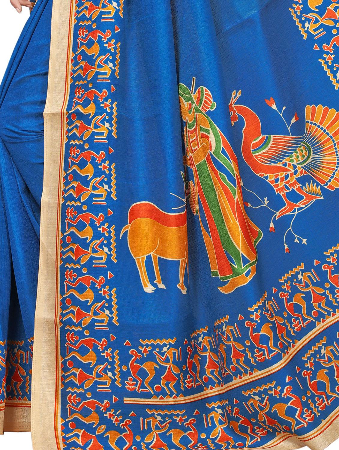 Conversational bordered saree with blouse - 15420166 - Zoom Image - 4