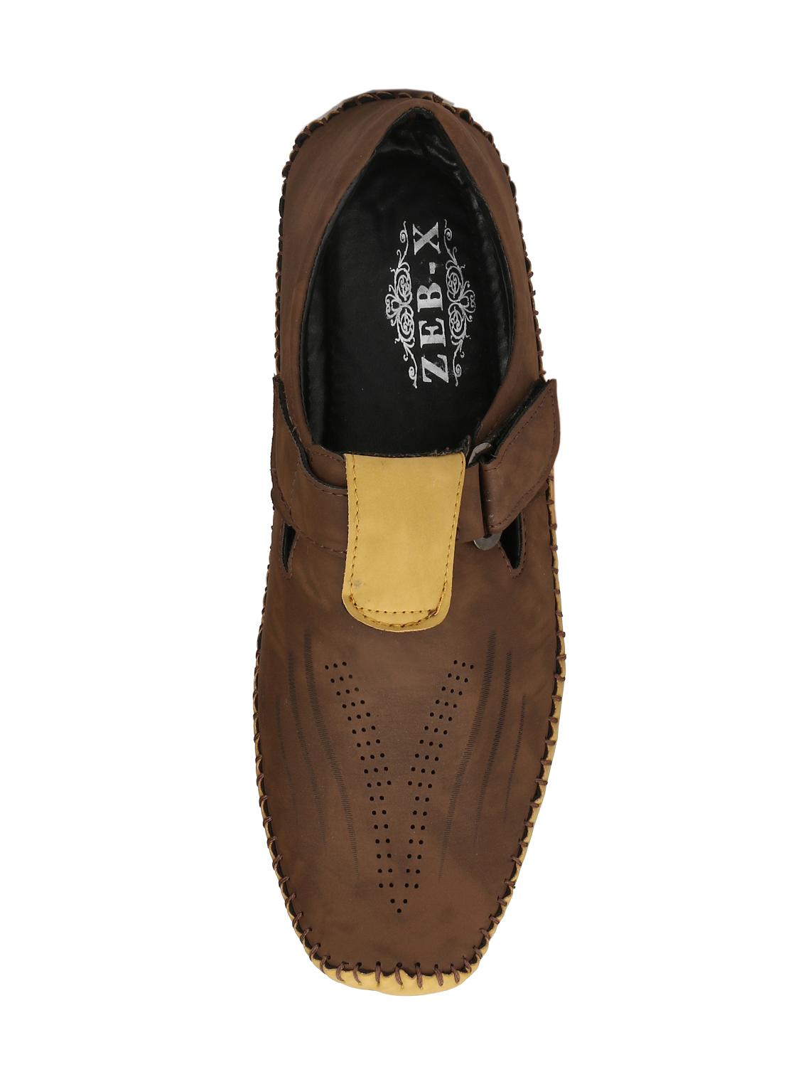 brown leatherette slip on sandals - 15420354 - Zoom Image - 4
